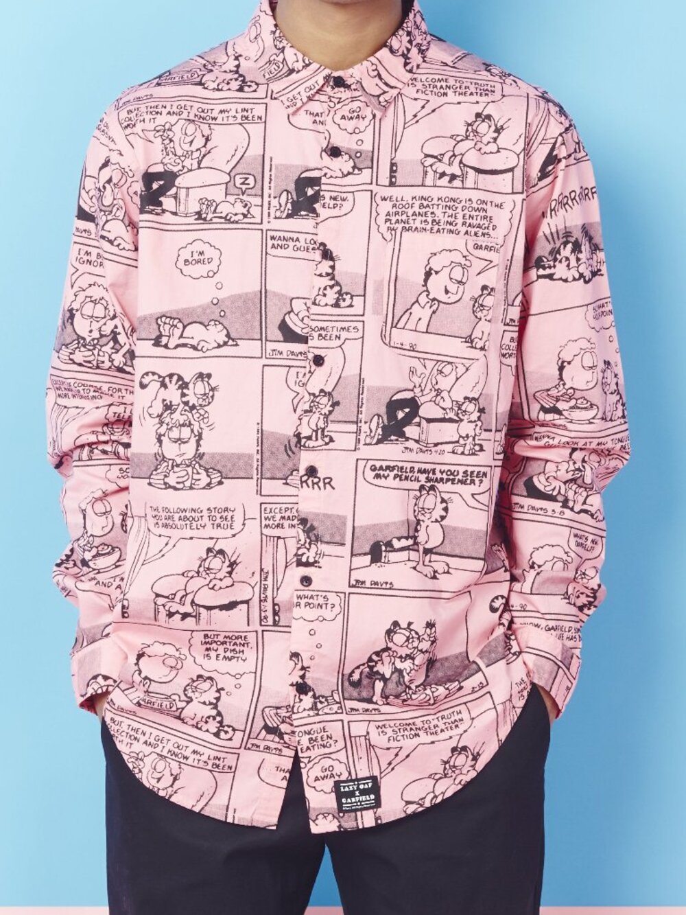 Lazy Oaf x Garfield Read All About It Shirt Button Down S